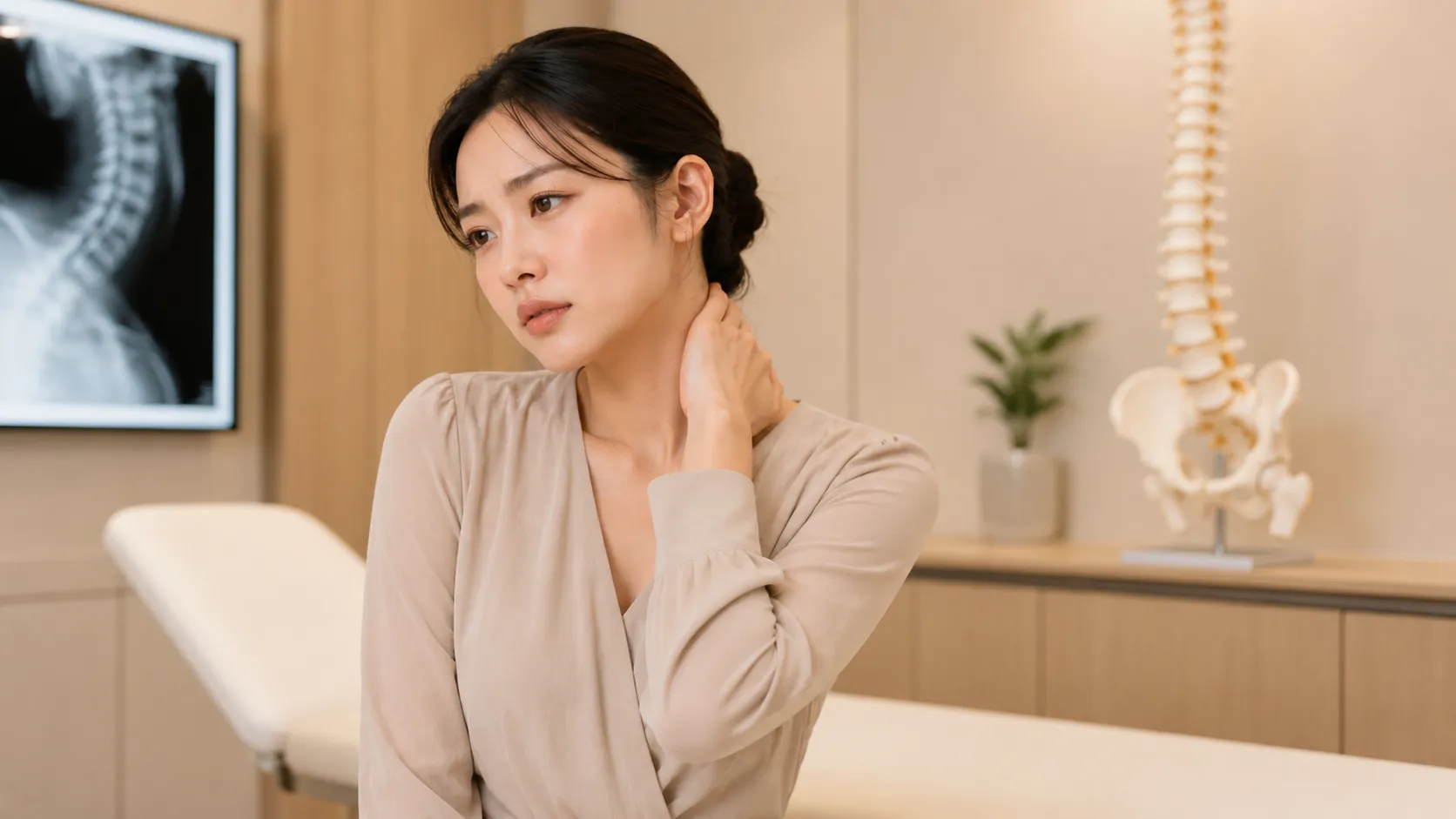 목뼈(경추)와 척추 정렬이 함께 무너집니다