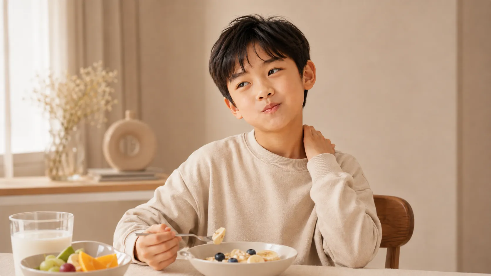 음식을 한쪽으로만 씹거나 자고 일어났을 때 목과 어깨 주변의 뻐근함을 자주 호소한다.